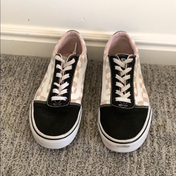 Vans Shoes - old skool pink and white checkered vans